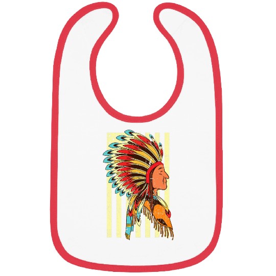 US Flag Headdress Indian Roots Indigenous Native American Bibs