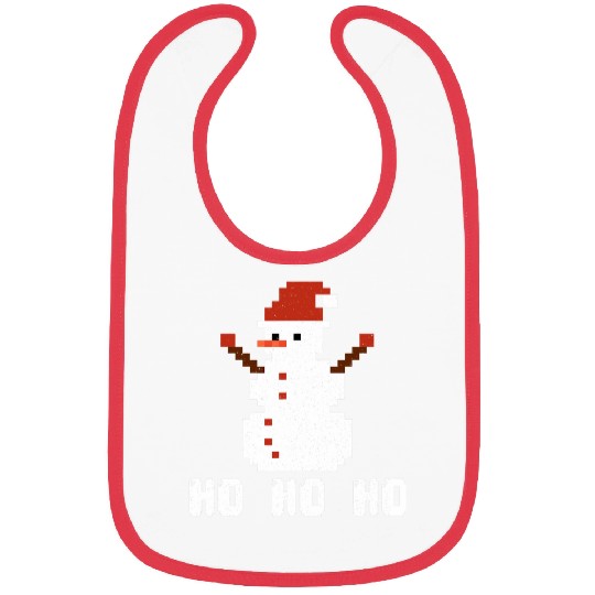 Retro Ho Ho Ho 8 Bit Pixelated Pixel Ugly Christmas Snowman Bibs