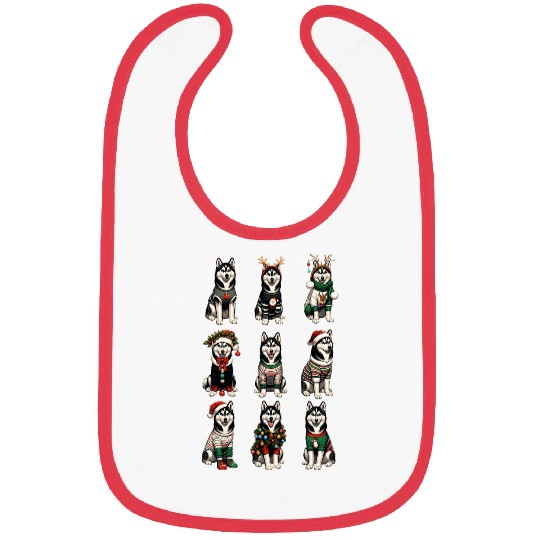 Santa Husky Collection Christmas Funny Cute Dogs Xmas Bibs