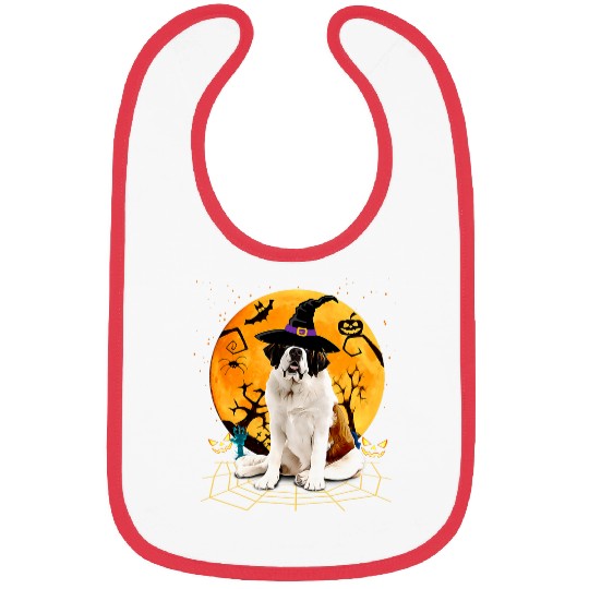 Scary Halloween Cute Saint Bernard Costume Witch Hat Moon Bibs