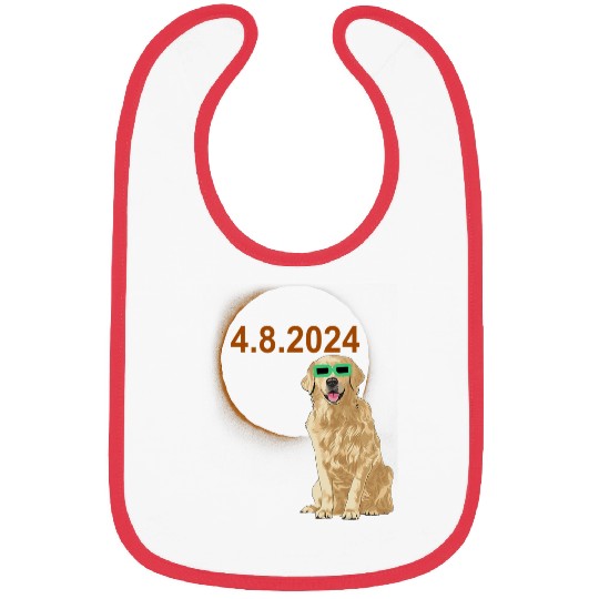 Solar Eclipse Golden Retriever Wearing Solar Eclipse Glasses Bibs