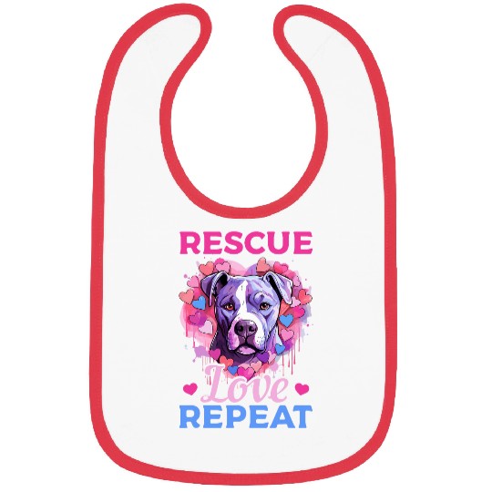 Pitbull Pittie Rescue Love Repeat Bibs