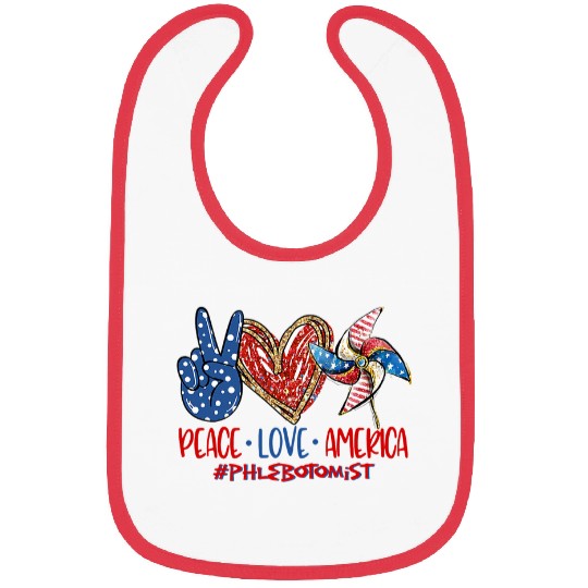 Peace Love America Phlebotomist Bibs