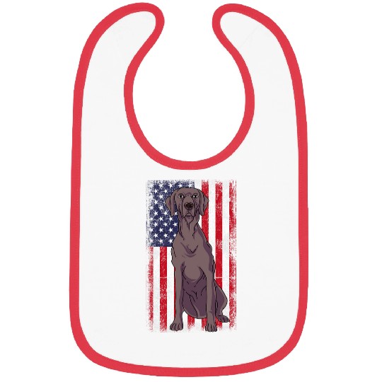 Weimaraner USA Flag Bibs