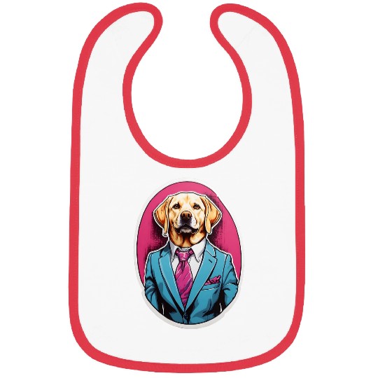 Labrador Formalwear Yellow Lab in Suit and Tie Dog Bibs
