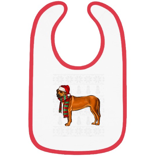 Santa Hat xmass Rhodesian Ridgeback Ugly Christmas 1 Bibs
