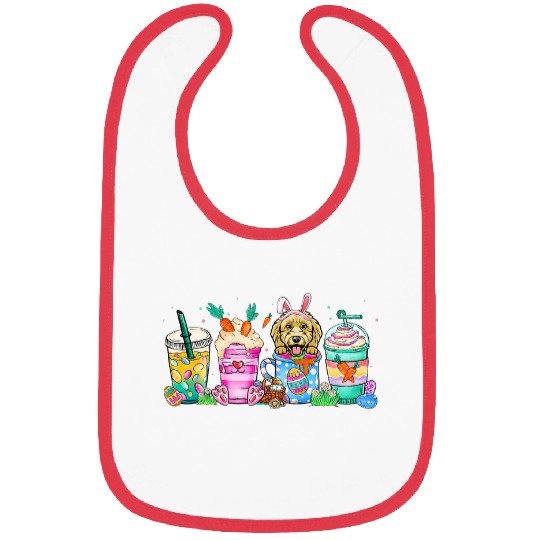 Poodle Dog Coffee Lover Easter eggs Easter Bunny Bibs