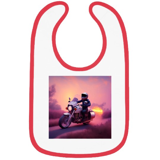 Sunset Sunrise Pink Peach Sky Gradient Motorcycle Rider Road Bibs