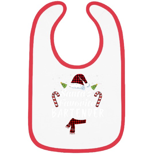 Santas Favorite Bartender Christmas Santa Red Plaid Claus Bibs