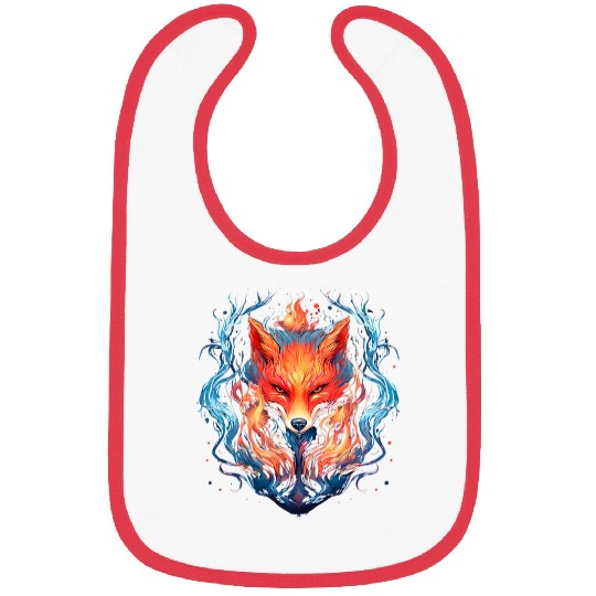 Stylized fox and flame fox art fox graphics Bibs