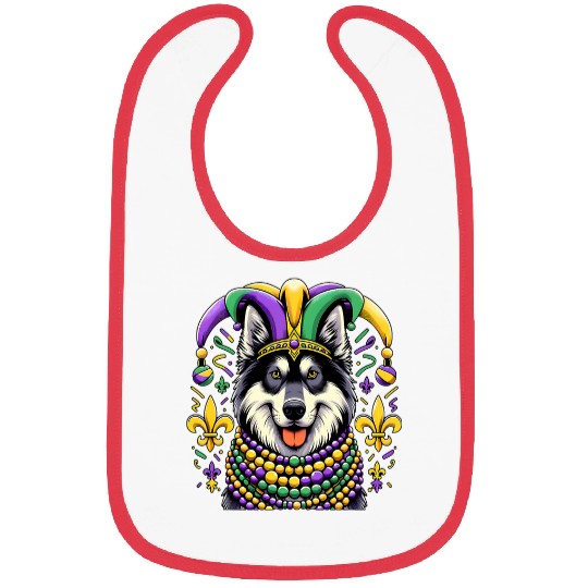 Mardi Gras Norwegian Elkhound Dog Jester Bibs
