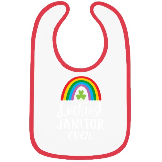 Luckiest Janitor Ever St Patrick Day Shamrocks Bibs