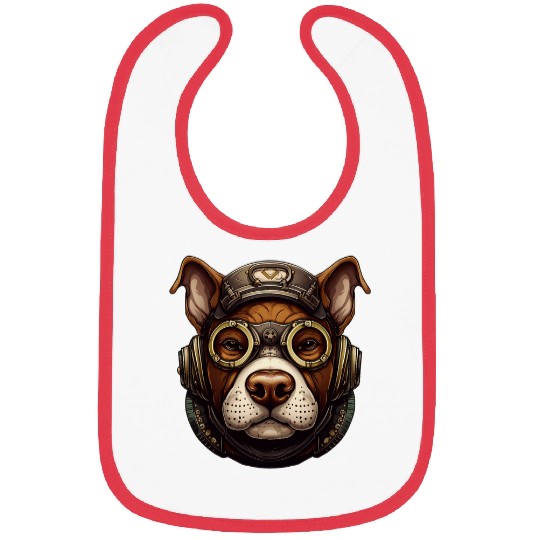 Steampunk Pitbull Dog in Clockwork Glasses Steampunk 1 Bibs