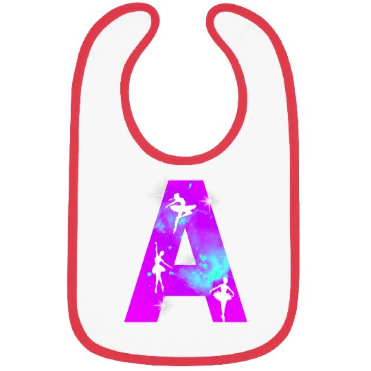 Letter A Monogram Dance Cosmic Ballerina A Name Bibs