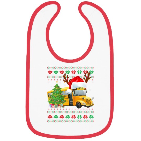 School Bus Driver Reindeer Santa Hat Ugly Christmas Sweater Bibs