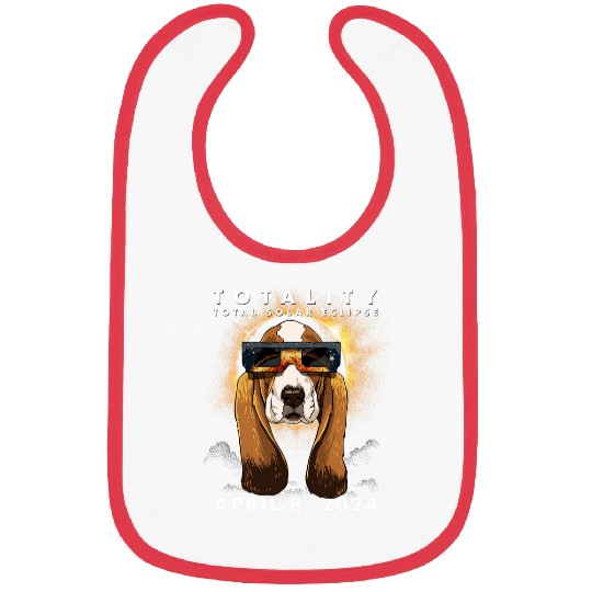 Solar Eclipse   2024 Basset Hound Dog Wearing Glasses Bibs