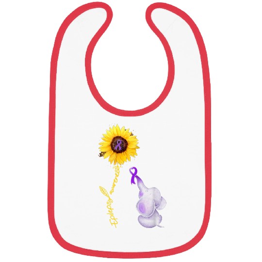 purple ribbon elephant sunflower epilepsy awareness Bibs