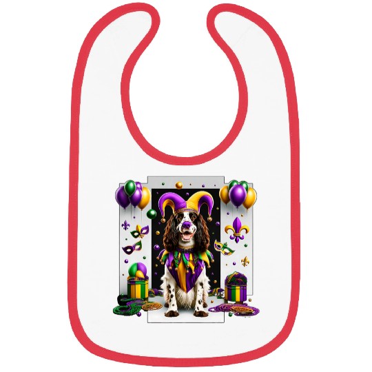 Mardi Gras English Springer Spaniel Dog Bibs