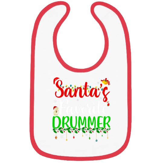 Santas Favorite Drummer Funny xmass Pyjama Christmas 2 Bibs