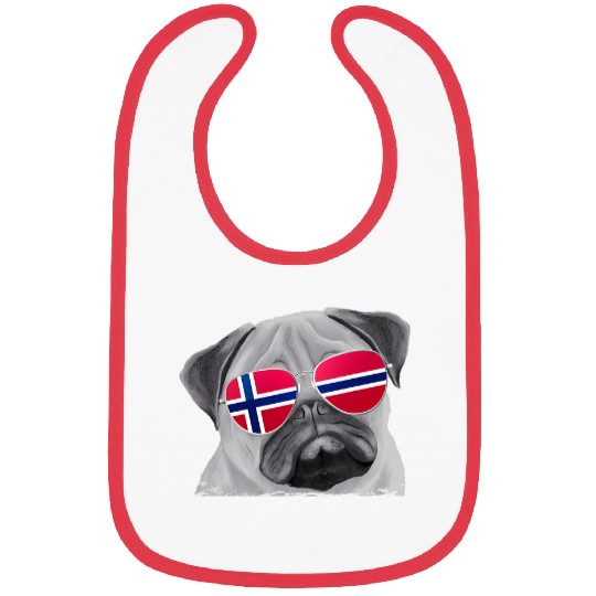 Pug Dog Norway Flag Sunglasses Bibs