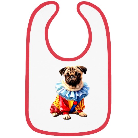 Pug Dressed As Clown Dog Lovers Circus Pug Clown Design 1 Bibs
