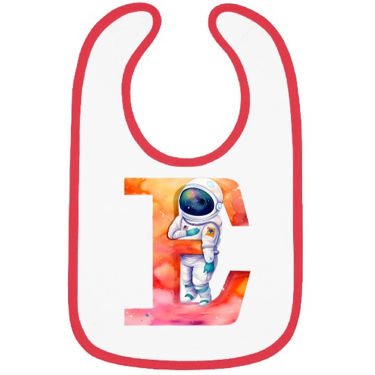 Space Astronaut Letter E Name Monogram Initial Galaxy Planet Bibs