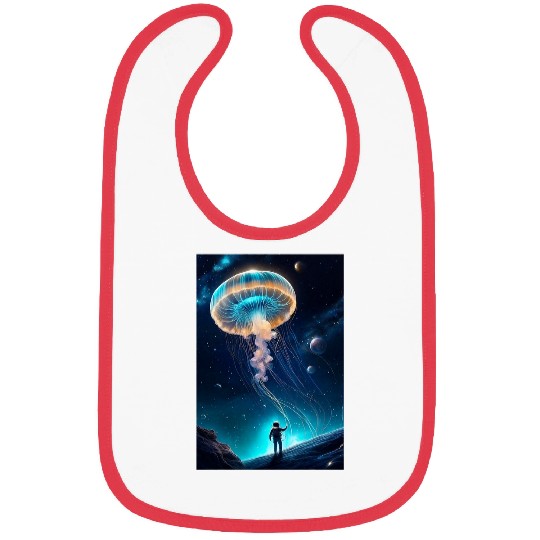 Trippy Astronaut Jellyfish Cosmic Space Aquarium Graphic Bibs