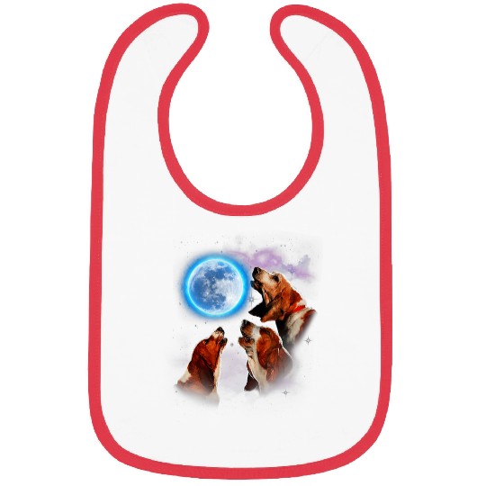 three basset hound howling at moon dog lovers costume Bibs