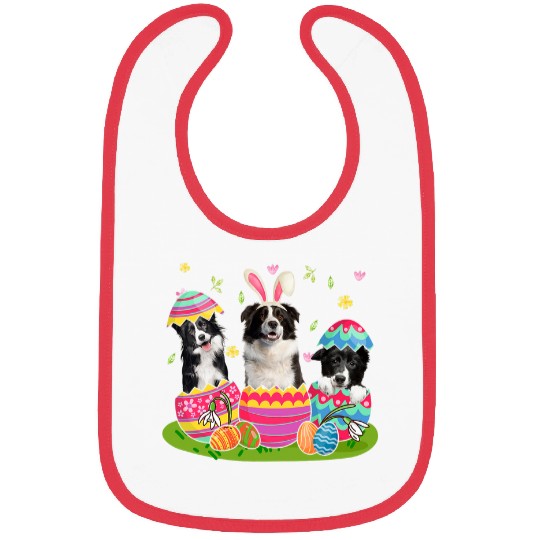 Three Bunny Border Collie Inside Easter Egg Happy Easter Bibs