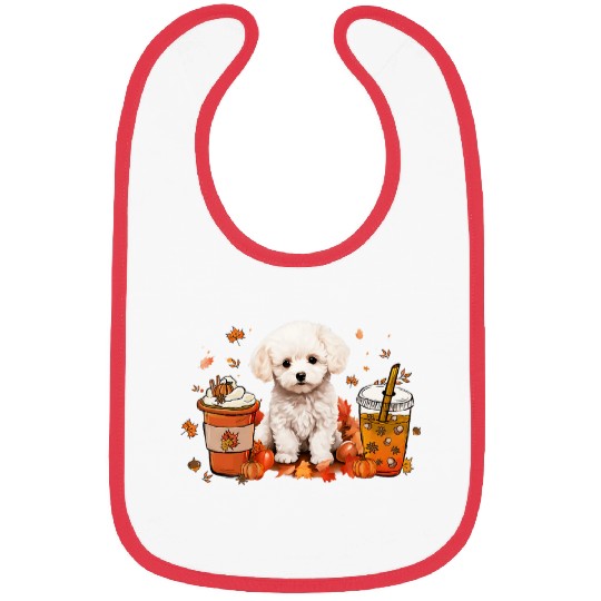 Maltipoo Coffee Warm Cozy Fall Autumn Vibes Thanksgiving Bibs
