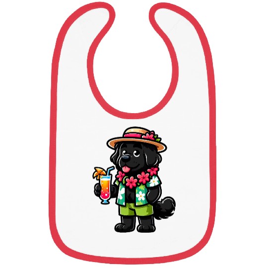 Newfoundland Dog Hawaiian Funny Vacation Bibs