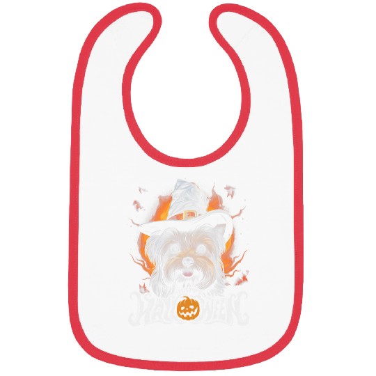 Yorkshire Terrier Dog Funny Halloween Costume Pumpkin Witch Bibs