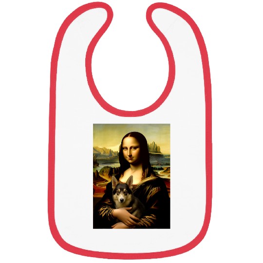 Mona Lisa With Dog Funny Leonardo Da Vinci German Shepherd Bibs