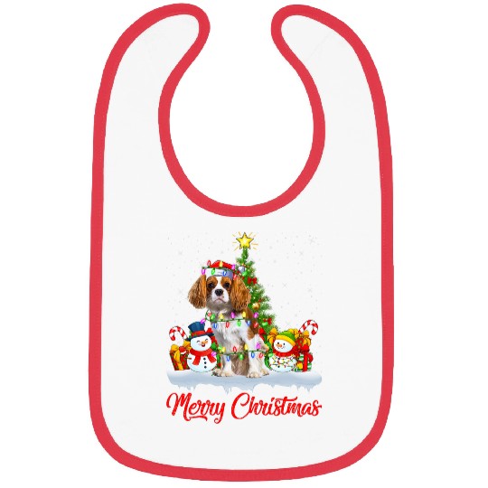 xmass Lighting Cavalier King Charles Spaniel Dog Christmas 4 Bibs