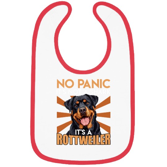 Rottie Funny NO PANIC ITS NOT A SHARK ITS A ROTTWEILER Bibs