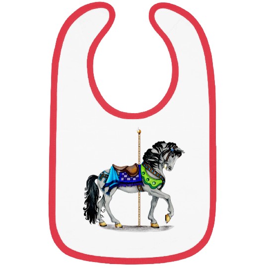 White Carousel Horse Bibs