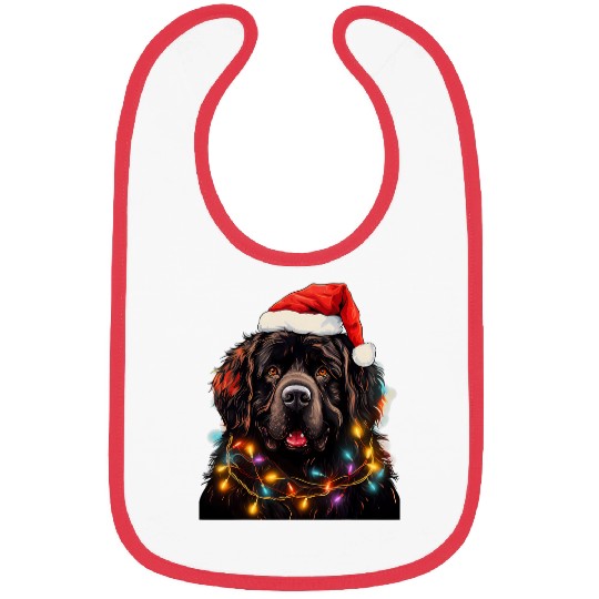 xmass Newfoundland Dog Tangled Christmas Lights 2 Bibs