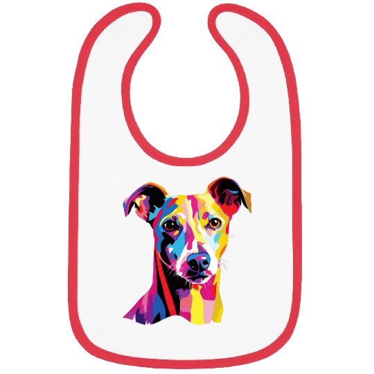 Watercolor Colorful Italian Greyhound Dogs Bibs