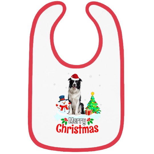 Merry Christmas Border Collie Dog Puppy Bibs