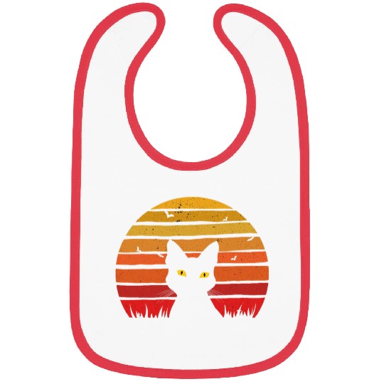 Retro Cat Meme Sunset vintages Design Style For Cat Lovers Bibs