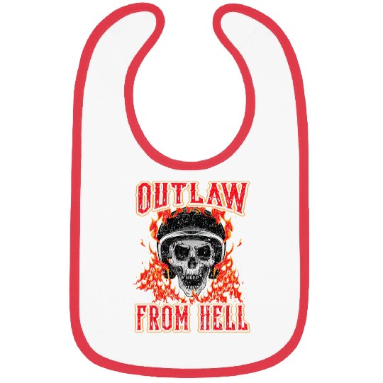 Outlaw From Hell Skull Motorcycle Gift Biker Fires Flame Bibs