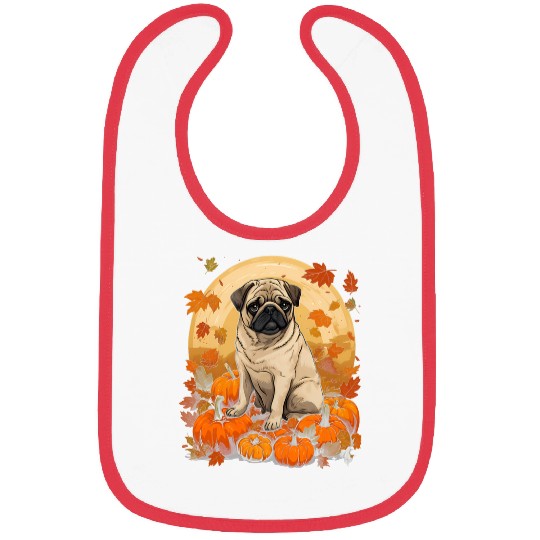 Pumpkin Pug Dog Halloween Thanksgiving Bibs