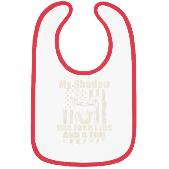 My Shadow Dutch Shepherd Proud American Flag Funny Bibs