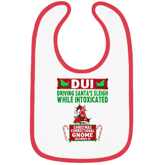 North Pole Correctional Gnome Driving Santas sleigh while Bibs