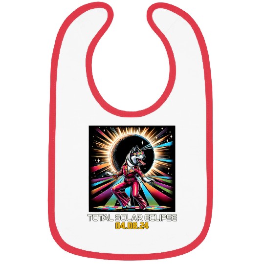 Norwegian Elkhound Dog Dancing Disco Solar Eclipse Bibs