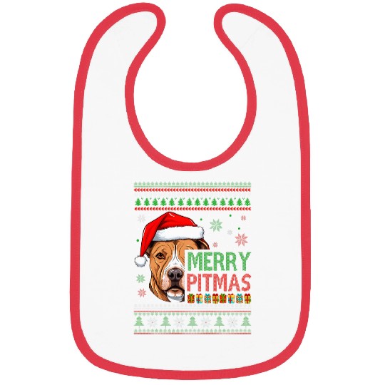 Merry Pitmas Christmas Pitbull Dog Owner Lovers Xmas Bibs