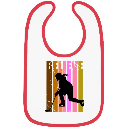 Retro Ice Hockey Queen Team Coachs Motivational Women Cute Bibs
