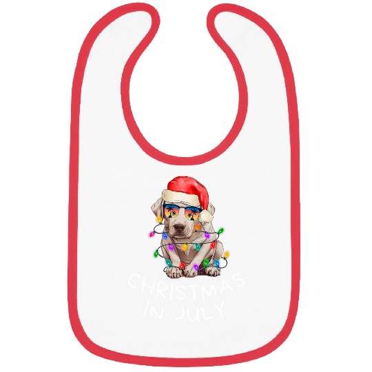 Yellow Lab Mom Dad and Christmas in July Dog Bibs