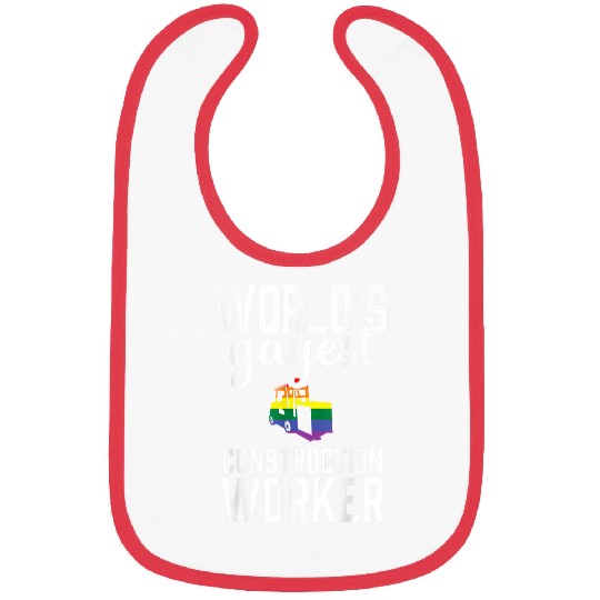 Gay Construction Worker Contractor LGBT Pride Rainbow Funny Bibs