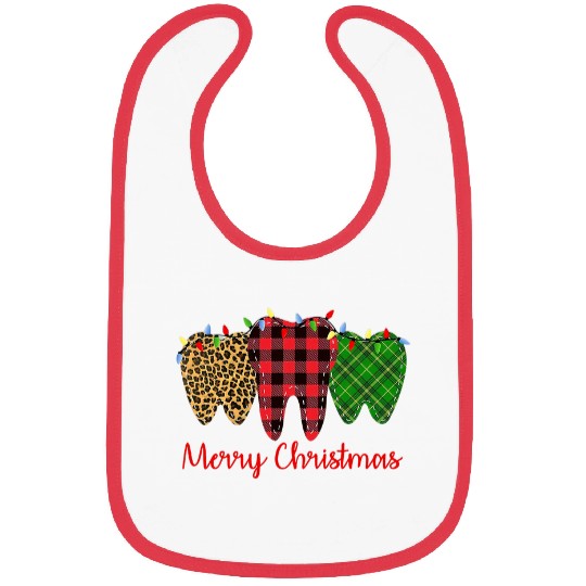 three th merry xmass christmas buffalo leopard plaid cool Bibs